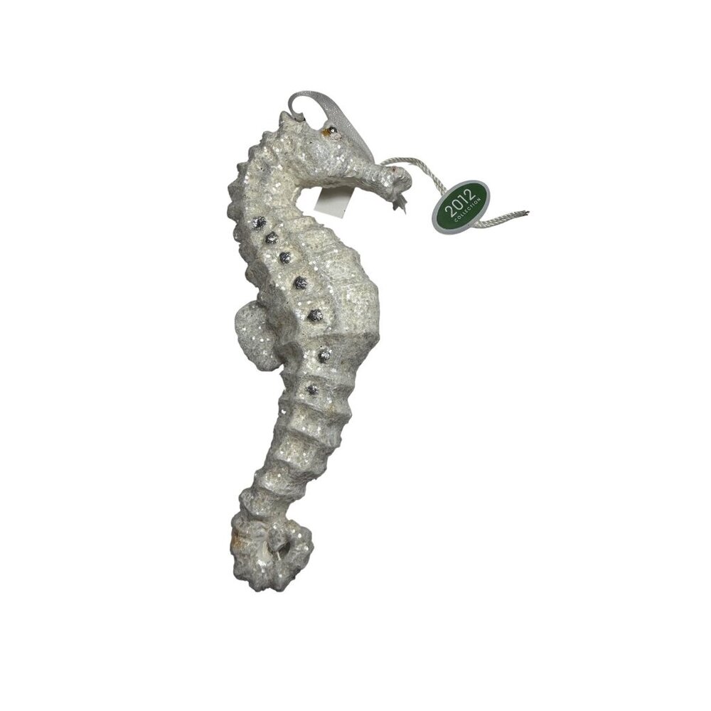 Glitter Seahorse Ornament Sparkling White With Glitter Coastal Holiday 2012 Coll - Picture 4 of 4